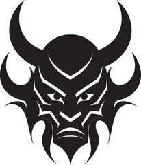 Eerie Oni Silhouette Elegant Vector Art for a Unique Logo Noir Oni Graphic Chic Black Emblem Design with Japanese Influence