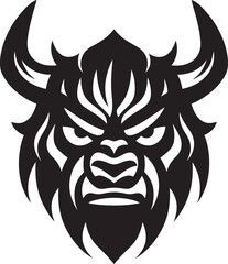 Sleek Oni Vector Stylish Black Icon for a Captivating Look Dark Oni Emblem Intricate Vector Illustration in Noir Black