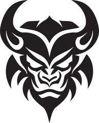 Shadowed Oni Emblem Intricate Black Icon with Japanese Flair Japanese Demon Icon Stylish Oni Head in Black for Modern Branding