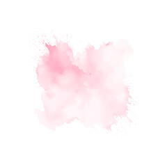 Abstract pink watercolor water splash on a white background. Vector watercolour texture in rose color. Ink paint brush stain. Pink soft light blot. Watercolor pastel splash