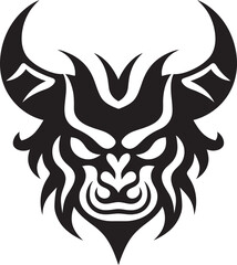 Mysterious Oni Symbol Noir Inspired Black Vector Art Oni Head Silhouette Stylish Black Logo Design