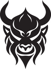 Intricate Oni Profile Stylish Black Emblem Shadowy Oni Head Logo Contemporary Black Design