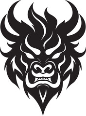 Obraz premium Sleek Oni Head Vector Noir Inspired Black Icon Elegant Oni Mask Design Chic Black Vector