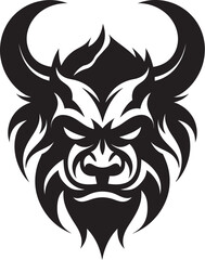 Shadowy Oni Head Logo Contemporary Black Design Oni Face Vector Mysterious Black Icon