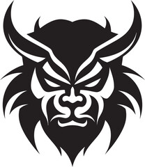 Oni Face Vector Mysterious Black Icon Japanese Demon Icon Oni Head in Shadowy Black