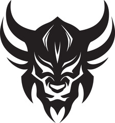 Sleek Oni Mask Vector Stylish Black Icon Black Oni Face Graphic Contemporary Vector Illustration