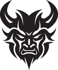 Black Oni Face Graphic Contemporary Vector Illustration Intricate Oni Head Design Elegant Black Logo