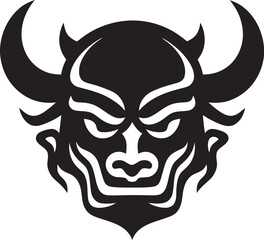 Black Oni Face Emblem Stylish Vector Icon Oni Head Vector Modern Black Illustration