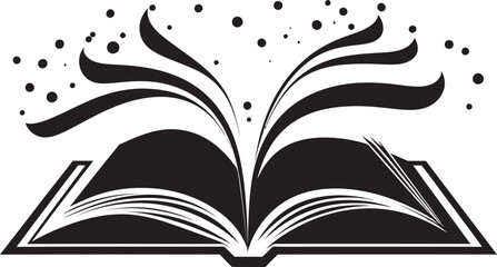 Enlightening Vector Chic Black Emblem with Open Book Design Pages of Wisdom Intricate Black Logo for a Modern Look