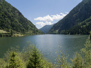 Fototapeta na wymiar The artificial lake of the Daone valley in Trentino, Italy