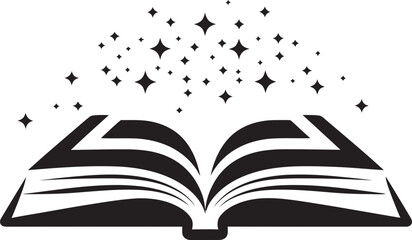 Open Book Symbol Chic Black Icon for Modern Brand Identity Noir Literary Insight Stylish Vector Logo with Elegant Book Design
