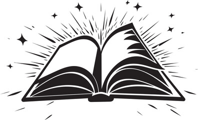 Literary Unveiling Symbol Sleek Black Emblem with Vector Design Book Essence Intricate Vector Logo with Modern Noir Touch