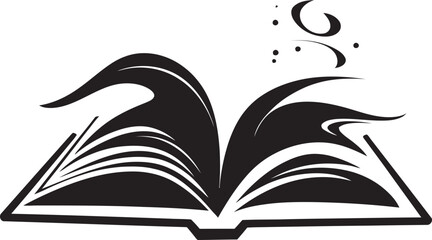 Wisdom Unleashed Graphic Chic Black Logo with Open Book Design Contemporary Reading Elegant Vector Icon with Open Book Illustration