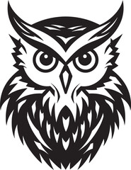 Obraz premium Wise Owl Emblem Intricate Black Logo for Modern Branding Night Watch Sleek Black Vector Illustration with Owl Icon