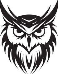 Obraz premium Elegant Owl Logo Intricate Black Icon Design for Modern Branding Moonlit Owl Graphic Noir Vector Illustration for a Captivating Look