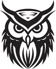 Night Watch Elegant Black Icon with Owl Illustration Wise Guardian Emblem Intricate Vector Art with Noir Black Touch