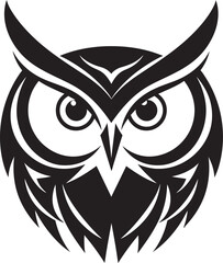 Wise Owl Silhouette Noir Inspired Black Icon with Vector Design Nocturnal Guardian Stylish Vector Illustration with Elegant Owl Emblem