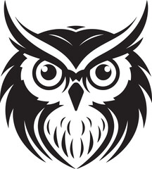 Nocturnal Guardian Sleek Vector Logo with Elegant Owl Emblem Moonlit Owl Graphic Chic Black Icon for a Captivating Brand Image