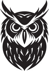 Eagle eyed Insight Elegant Vector Art with Noir Owl Emblem Shadowed Owl Graphic Intricate Black Icon Design for a Modern Look