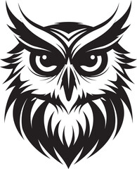 Wise Guardian Emblem Contemporary Vector Art with Elegant Owl Touch Noir Owl Silhouette Chic Vector Logo for a Captivating Brand Image