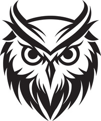 Contemporary Owl Logo Sleek Vector Art with a Touch of Mystery Mystical Nocturne Intricate Black Emblem with Owl Illustration