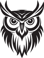 Night Vision Elegant Vector Logo with Noir Black Owl Design Wise Guardian Chic Black Icon with Elegant Owl Emblem