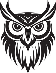 Night Vision Elegant Vector Logo with Noir Black Owl Design Wise Guardian Chic Black Icon with Elegant Owl Emblem