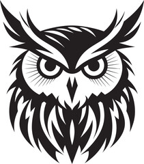 Elegant Owl Logo Intricate Black Icon Design for Modern Branding Moonlit Owl Graphic Noir Vector Illustration for a Captivating Look
