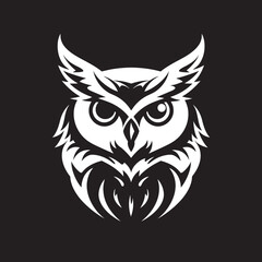 Wise Owl Silhouette Noir Inspired Black Icon with Vector Design Nocturnal Guardian Stylish Vector Illustration with Elegant Owl Emblem