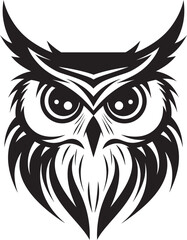 Mystical Owl Symbol Contemporary Vector Logo Design Night Watch Elegant Black Icon with Owl Illustration