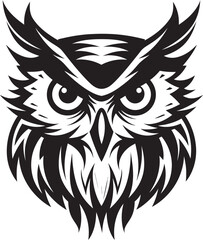 Obraz premium Night Watch Elegant Black Icon with Owl Illustration Wise Guardian Emblem Intricate Vector Art with Noir Black Touch