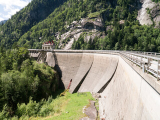 The mighty low dam of the Daone Valley in the Trentino region, Italy - 715994738
