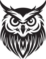Contemporary Owl Symbol Sleek Vector Art with a Touch of Mystery Mystical Nocturne Intricate Black Icon with Elegant Owl Design
