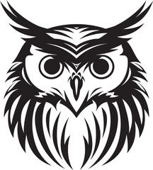 Night Vision Noir Inspired Vector Logo for a Captivating Look Dark Owl Silhouette Sleek Black Owl Icon for Modern Branding