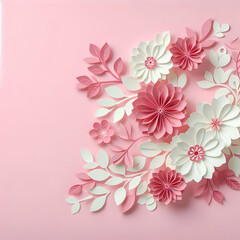 Paper Cut Pink White Flowers Design