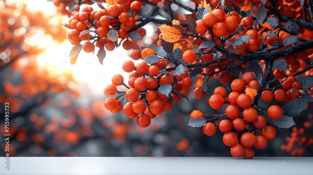 Aufkleber a cluster of ripe berries hangs bountifully from the branches of a tree, showcasing natures abundanc