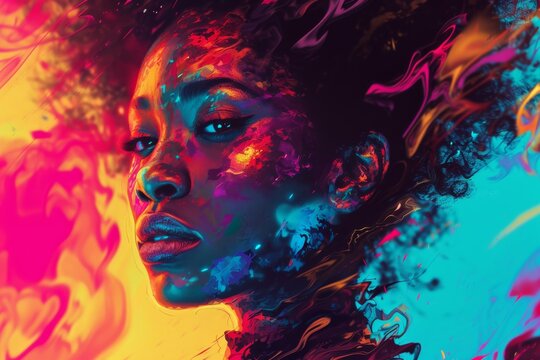 A vibrant human canvas, adorned with a kaleidoscope of colors, evoking a sense of artistic beauty and individuality