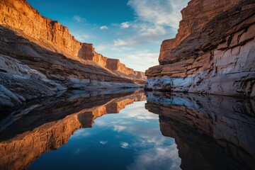 Fototapeta na wymiar Serenity, A Water Body Amid Rocky Cliffs