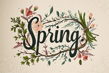 Spring lettering design background.