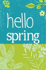 Hello Spring lettering, background