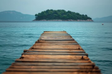 Wooden Dock Stretching Into the Sea