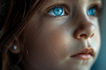 Close-up of Childs Face With Blue Eyes