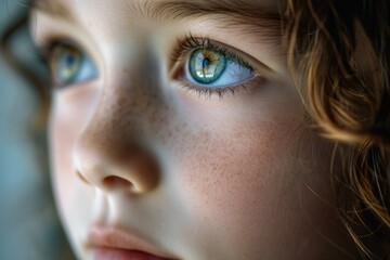 Close Up of Childs Face With Blue Eyes