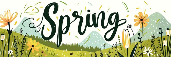  Spring lettering, background, banner