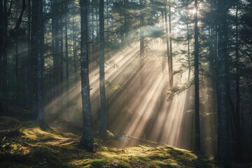 Sunlight Through Forest Trees
