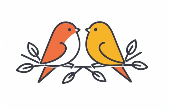Delicately sketched, a pair of birds perch on a branch in this charming clipart illustration, their feathers beautifully captured in intricate detail