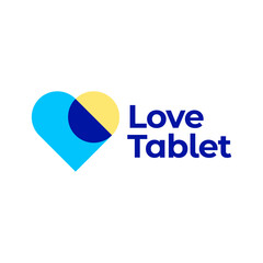 LOVE PHARMACY TABLET STORE SHOP MEDICINE LOGO OVERLAPPING VECTOR ICON ILLUSTRATION