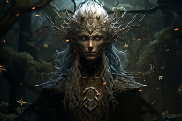 Wise elven druid - Generative AI - obrazy, fototapety, plakaty