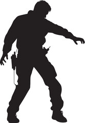 Reckoning Blueprints Police Rage Vector Design Silhouetted Vengeance Black Police vs. Violent Icon