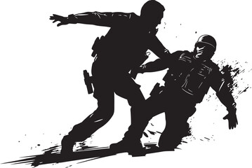 Nocturnal Vigilance Menacing Police and Violent Clash Riot Resilience Police and Violent Fury Icon Design